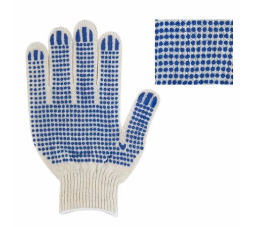 Перчатки хлопчатобумажные эконом, КОМПЛЕКТ 100 пар, 10 класс, 26-28 г, 83 текс, С ПВХ, LAIMA ЭКОНОМ, БЕЛЫЕ, 608680