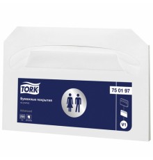 Покрытия на унитаз Tellus/TORK (Система V1), 1/2 сложения, КОМПЛЕКТ 250 шт., 37х41 см, Advanced, белые, 750197
