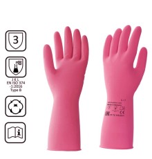 Перчатки латексные КЩС, сверхпрочные, плотные, хлопковое напыление, размер 7, S (малый), красные, HQ Profiline, 73579