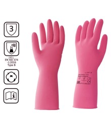 Перчатки латексные КЩС, сверхпрочные, плотные, хлопковое напыление, размер 8,5-9, L (большой), красные, HQ Profiline, 73585