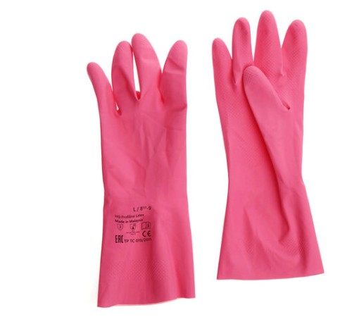 Перчатки латексные КЩС, сверхпрочные, плотные, хлопковое напыление, размер 8,5-9, L (большой), красные, HQ Profiline, 73585