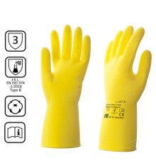 Перчатки латексные КЩС, сверхпрочные, плотные, хлопковое напыление, размер 8,5-9, L (большой), желтые, HQ Profiline, 73587