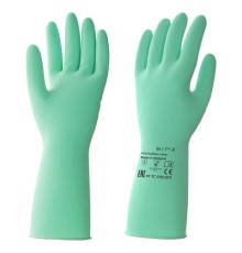 Перчатки латексные КЩС, сверхпрочные, плотные, хлопковое напыление, размер 7,5-8, M (средний), зеленые, HQ Profiline, 73583