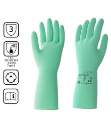 Перчатки латексные КЩС, сверхпрочные, плотные, хлопковое напыление, размер 9,5-10, XL (очень большой), зеленые, HQ Profiline, 73589