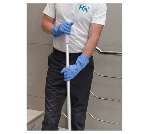 Перчатки латексные КЩС, сверхпрочные, плотные, хлопковое напыление, размер 7,5-8, M (средний), синие, HQ Profiline, 74734