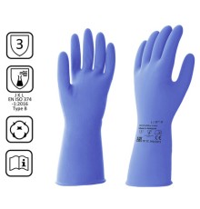 Перчатки латексные КЩС, сверхпрочные, плотные, хлопковое напыление, размер 8,5-9, L (большой), синие, HQ Profiline, 74735