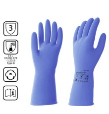 Перчатки латексные КЩС, сверхпрочные, плотные, хлопковое напыление, размер 9,5-10, XL (очень большой), синие, HQ Profiline, 74736