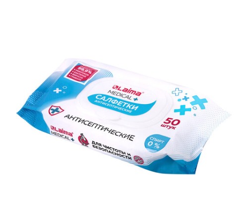 Дезинфицирующие салфетки бесспиртовые, для рук и любых поверхностей, 50 шт., LAIMA MEDICAL, 608764