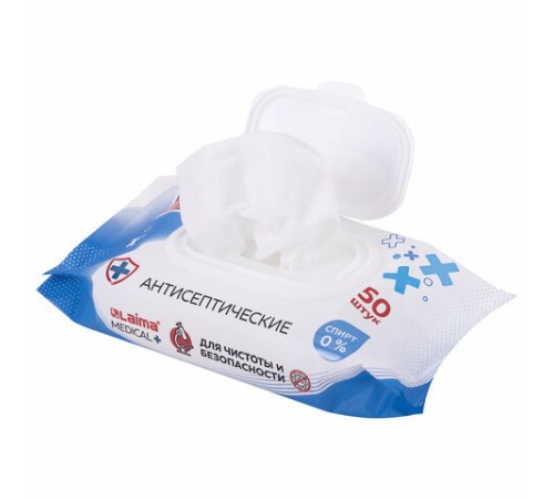 Дезинфицирующие салфетки бесспиртовые, для рук и любых поверхностей, 50 шт., LAIMA MEDICAL, 608764