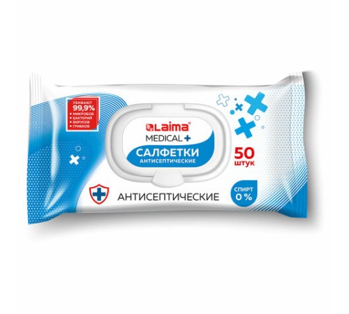 Дезинфицирующие салфетки бесспиртовые, для рук и любых поверхностей, 50 шт., LAIMA MEDICAL, 608764