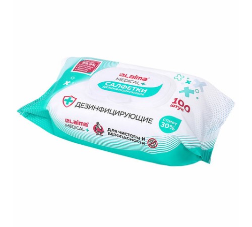 Дезинфицирующие салфетки спиртовые (30%), для любых поверхностей, 100 шт., LAIMA MEDICAL, 608767