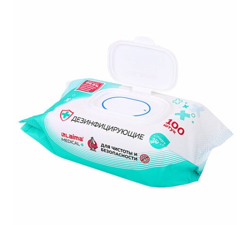 Дезинфицирующие салфетки спиртовые (30%), для любых поверхностей, 100 шт., LAIMA MEDICAL, 608767