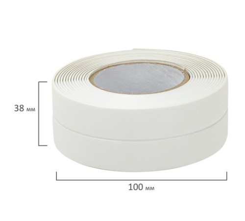 Клейкая лента бордюрная для ванны и кухни 38 мм х 3,35 м, белая, акриловая основа, LAIMA, 608772