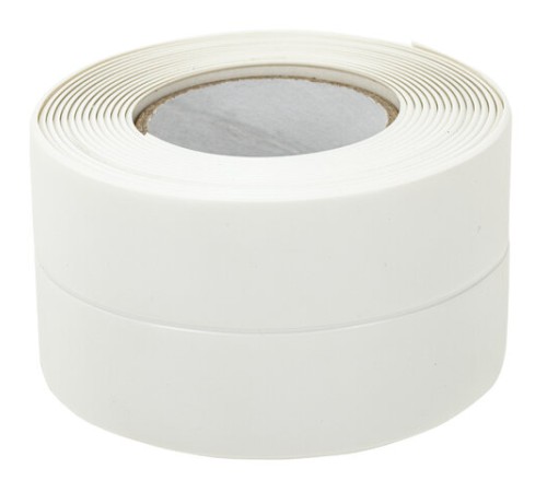 Клейкая лента бордюрная для ванны и кухни 60 мм х 3,35 м, белая, акриловая основа, LAIMA, 608773