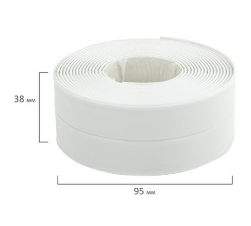 Клейкая лента бордюрная для ванны и кухни повышенной клейкости 38 мм х 3,35 м, бутил, DASWERK (ДАСВЕРК), 608774