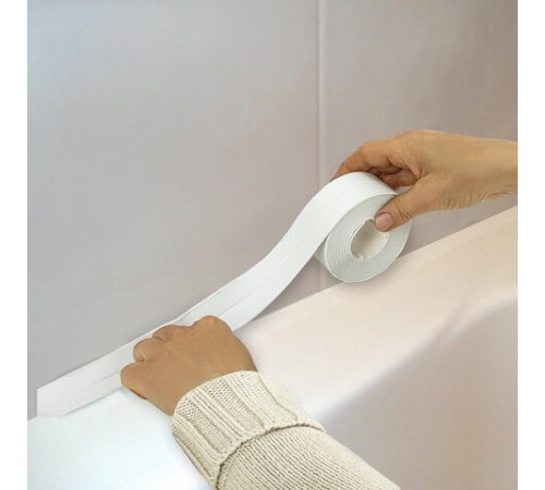 Клейкая лента бордюрная для ванны и кухни повышенной клейкости 38 мм х 3,35 м, бутил, DASWERK (ДАСВЕРК), 608774