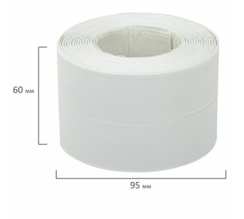 Клейкая лента бордюрная для ванны и кухни повышенной клейкости 60 мм х 3,35 м, бутил, DASWERK (ДАСВЕРК), 608775