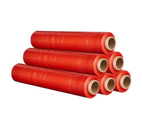 Стрейч-пленка для ручной упаковки, вторичное сырье, КРАСНАЯ 50 см х 217 м, 20 мкм, 2 кг – нетто