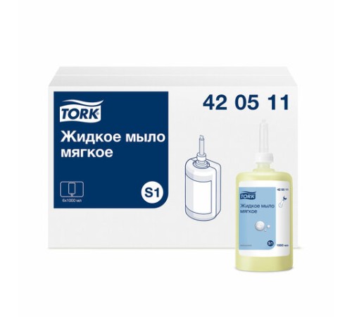 Картридж с жидким мылом одноразовый Tellus/TORK (Система S1) Advanced, 1 л, мягкое, 420511