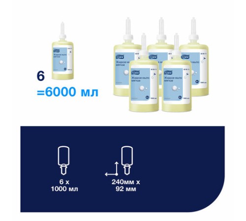 Картридж с жидким мылом одноразовый Tellus/TORK (Система S1) Advanced, 1 л, мягкое, 420511