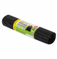 Мешки для мусора 240 л черные, в рулоне 10 шт., ПВД 30 мкм, 90x130 см, ЛЮБАША эконом, 608916