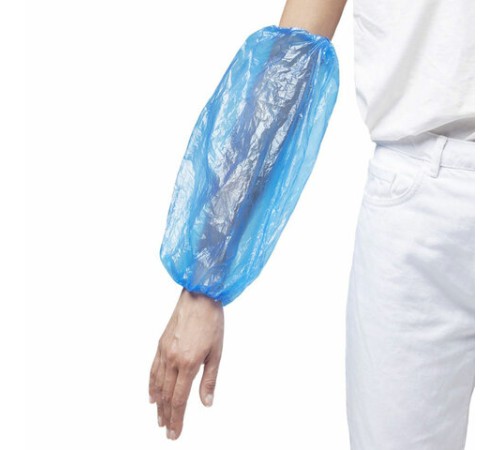 Нарукавники одноразовые КОМПЛЕКТ 100 штук (50 пар) ПЭ, 14 мкм, 3 г, 25х40 см, синие, ELEGREEN