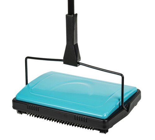 Щетка-веник-пылесос механическая для пола и ковровых покрытий, металл, чёрно-бирюзовая, DASWERK (ДАСВЕРК), 608948