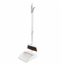 Совок для мусора с черенком 84 см + щетка с телескопическим черенком 63-108 см, магнитное крепление, бело-серый, DASWERK (ДАСВЕРК), 608950