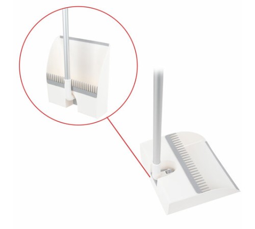 Совок для мусора с черенком 84 см + щетка с телескопическим черенком 63-108 см, магнитное крепление, бело-серый, DASWERK (ДАСВЕРК), 608950