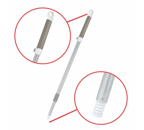 Совок для мусора с черенком 84 см + щетка с телескопическим черенком 63-108 см, магнитное крепление, бело-серый, DASWERK (ДАСВЕРК), 608950