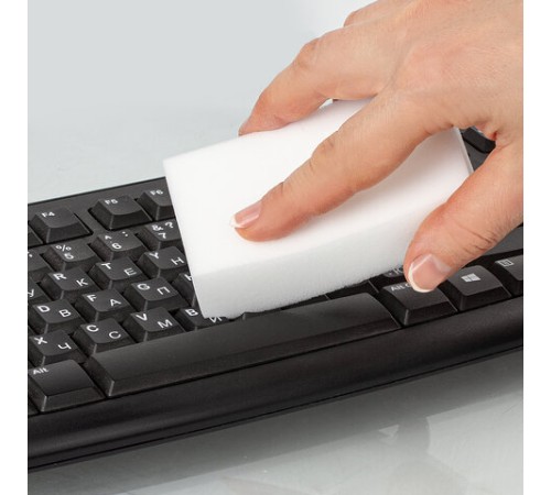 Губка-ластик МЕЛАМИНОВАЯ для удаления пятен, для чистки кухни, уборки, обуви, 9х6х2 см, КОМПЛЕКТ 12 шт., полибэг, LAIMA, 608954