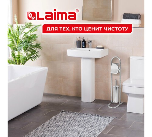 Ершик для унитаза СТОЙКА + держатель туалетной бумаги, нержавеющая сталь, зеркальный, LAIMA, 609079