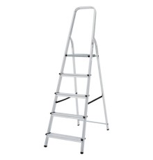 Стремянка алюминиевая 5 ступеней, высота площадки 1,04м, дуга безопасности 0,6м, площадка 26х26см, до 150кг, вес 4кг, НОВАЯ ВЫСОТА, 1110105