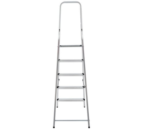 Стремянка алюминиевая 5 ступеней, высота площадки 1,04м, дуга безопасности 0,6м, площадка 26х26см, до 150кг, вес 4кг, НОВАЯ ВЫСОТА, 1110105