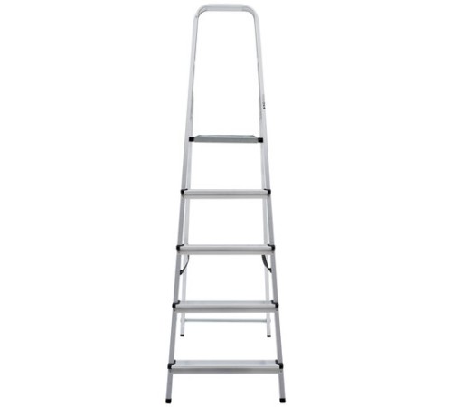Стремянка алюминиевая 5 ступеней, высота площадки 1,04м, дуга безопасности 0,6м, площадка 26х26см, до 150кг, вес 4кг, НОВАЯ ВЫСОТА, 1110105