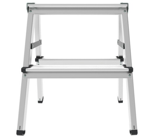 Стремянка алюминиевая двухсторонняя 2х2 ступени, высота площадки 0,43 м, до 150 кг, вес 1,8 кг, НОВАЯ ВЫСОТА, 1120202
