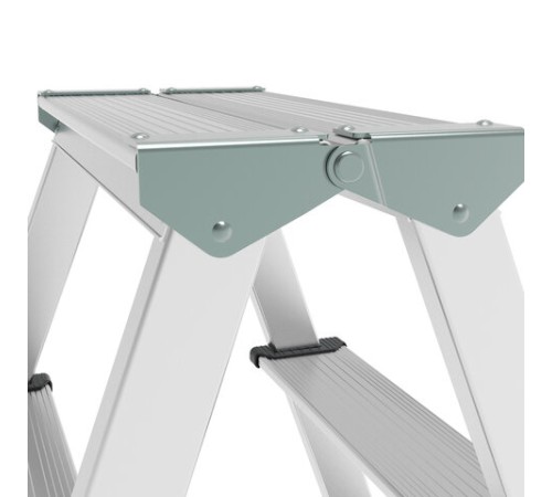 Стремянка алюминиевая двухсторонняя 2х2 ступени, высота площадки 0,43 м, до 150 кг, вес 1,8 кг, НОВАЯ ВЫСОТА, 1120202