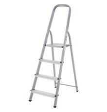 Стремянка сталь / алюминий 4 ступени, высота площадки 0,81м, дуга 0,6м, площадка 26х26см, до 150кг, вес 5,2кг НОВАЯ ВЫСОТА, 1130104