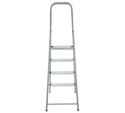 Стремянка сталь / алюминий 4 ступени, высота площадки 0,81м, дуга 0,6м, площадка 26х26см, до 150кг, вес 5,2кг НОВАЯ ВЫСОТА, 1130104