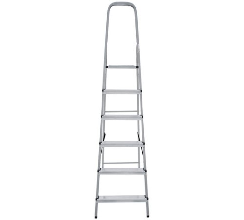 Стремянка сталь / алюминий 6 ступени, высота площадки 1,25м, дуга 0,6м, площадка 26х26см, нагрузка 150кг, вес 7кг НОВАЯ ВЫСОТА, 1130106
