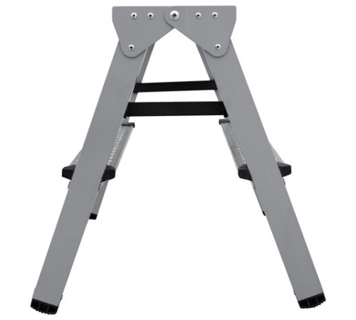 Стремянка стальная двухсторонняя 2х2 ступени, высота площадки 0,44м, алюминиевая площадка 35х16см, до 150кг, вес 2,8кг НОВАЯ ВЫСОТА, 1160202