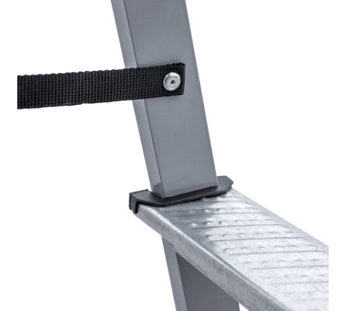 Стремянка стальная двухсторонняя 2х2 ступени, высота площадки 0,44м, алюминиевая площадка 35х16см, до 150кг, вес 2,8кг НОВАЯ ВЫСОТА, 1160202