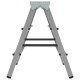 Стремянка стальная двухсторонняя 2х3 ступени, высота площадки 0,66м, алюминиевая площадка 35х16см, до 150кг, вес 4,2кг НОВАЯ ВЫСОТА, 1160203