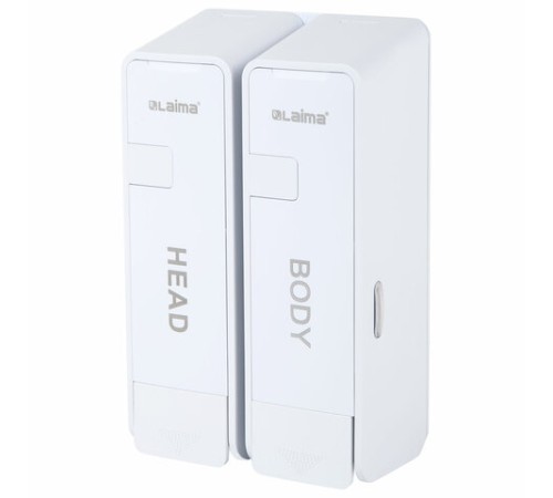 Дозатор двойной 2х0,38 л для жидкого мыла/шампуня/геля LAIMA ULTRA, НАЛИВНОЙ, белый, 609107, MD-9029W-2