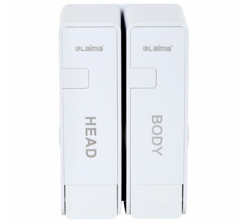 Дозатор двойной 2х0,38 л для жидкого мыла/шампуня/геля LAIMA ULTRA, НАЛИВНОЙ, белый, 609107, MD-9029W-2