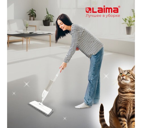 Швабра с распылителем UltraSpray X, 2 насадки из микрофибры объемный ворс, скребок, LAIMA, 609143