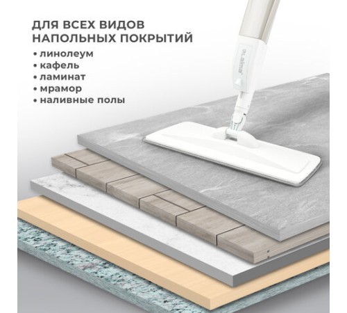 Швабра с распылителем UltraSpray Z, 2 насадки из микрофибры с плоским ворсом, скребок, LAIMA, 609145