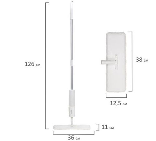 Швабра с распылителем NeoSpray luxe, 2 насадки T-Clean из плотной микрофибры, скребок, LAIMA, 609147