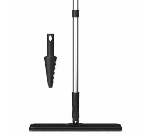 Швабра с отжимом и ведром 10л/7л двухкамерное, 2 насадки микрофибра, карманы с 2-х сторон, рукоятка 134-154см черный AltaMop L, LAIMA,609151