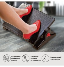 Подставка для ног BRAUBERG, офисная, 41,5х30 см, с фиксаторами, черная, 530364